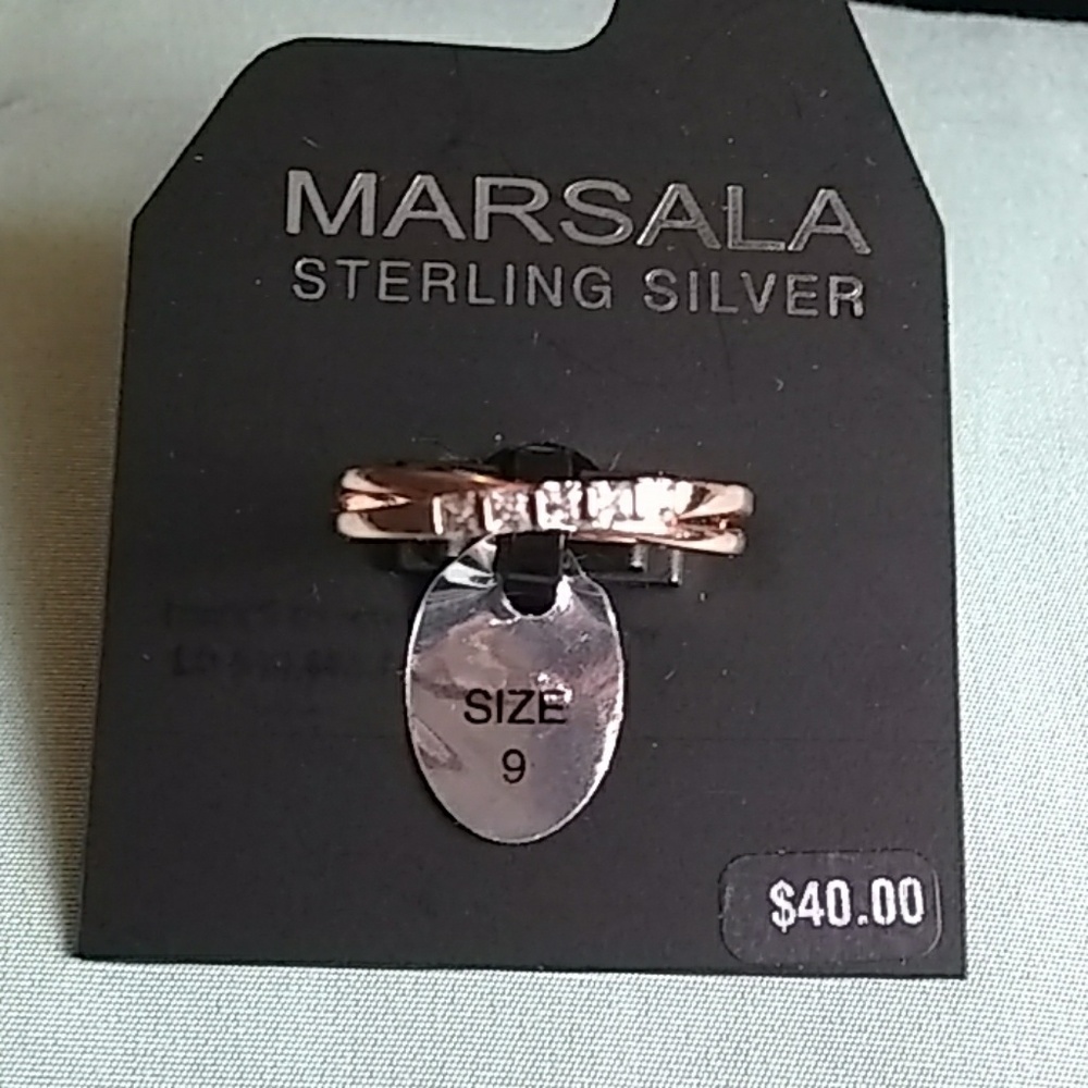 NWT Rhinestone and bronze Sterling silver ring